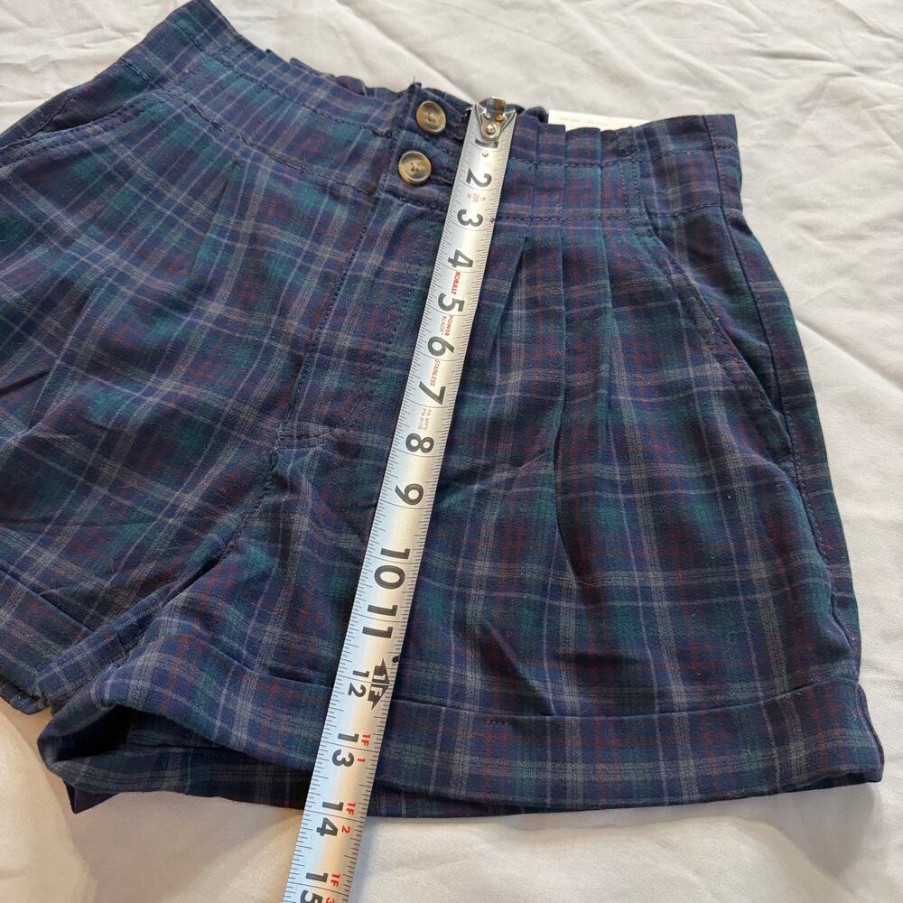 American Eagle Plaid Navy High Rise Shorts Women’s Size 6 NWT - Picture 9 of 11
